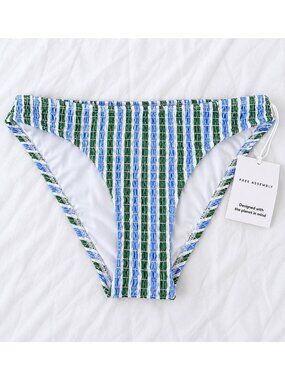 Women's Smocked Low Rise Bikini Bottoms Size L (12-14) NWT Free Assembly
